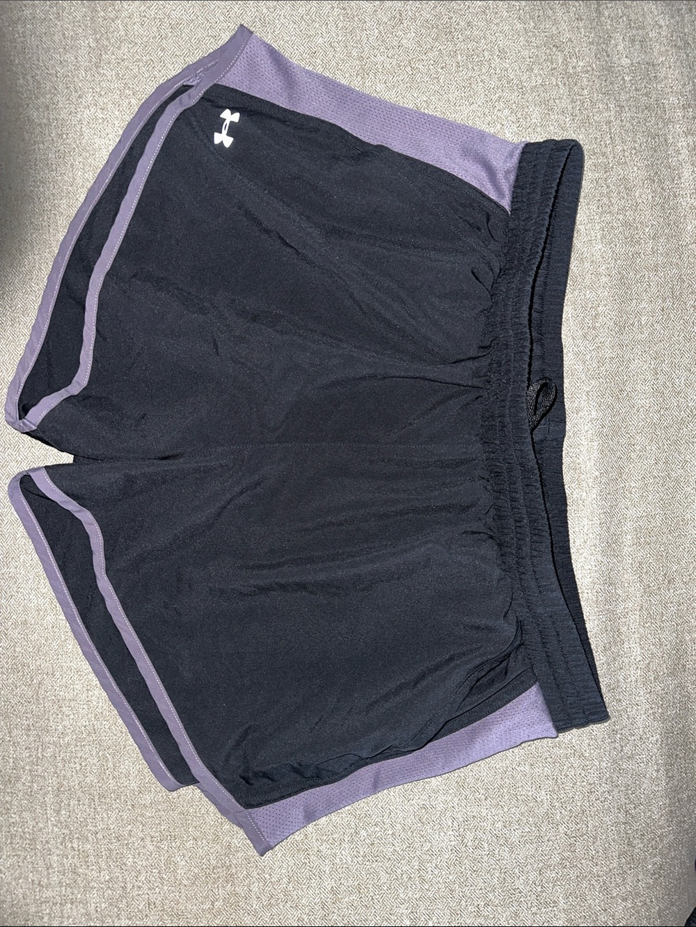 Under Armour Black and Purple Womens Athletic Running Shorts